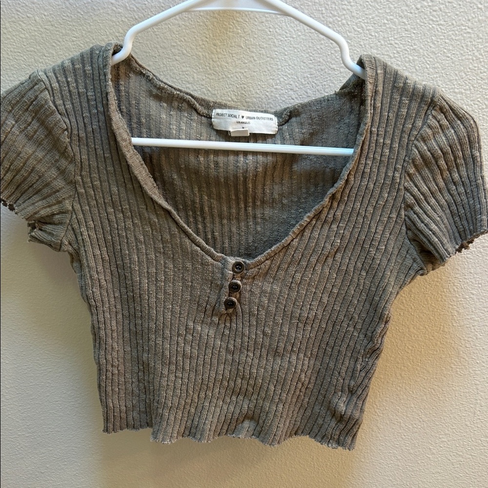 Project Social T Heathered green Knit Top